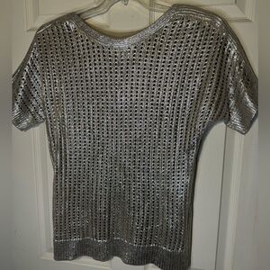 Chico's Shimmery Metallic Knit Sweater Top 8 or 10